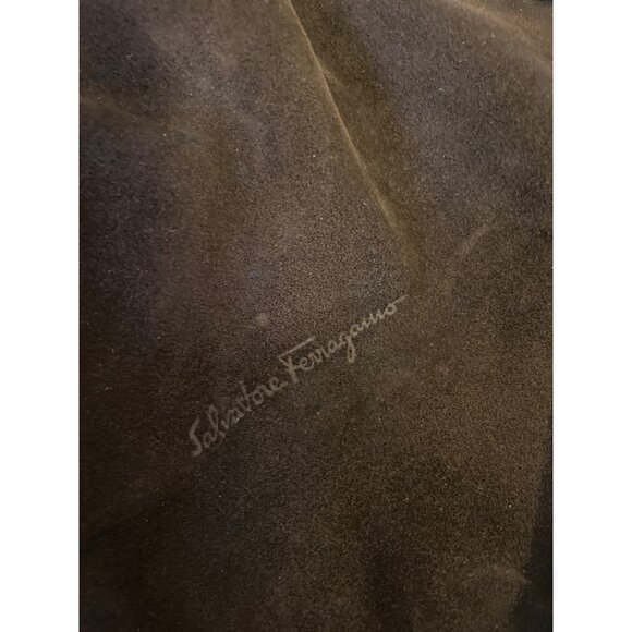 Vintage Salvatore Ferragamo Brown Suede & Leather Domed Satchel Bag - Picture 8 of 8